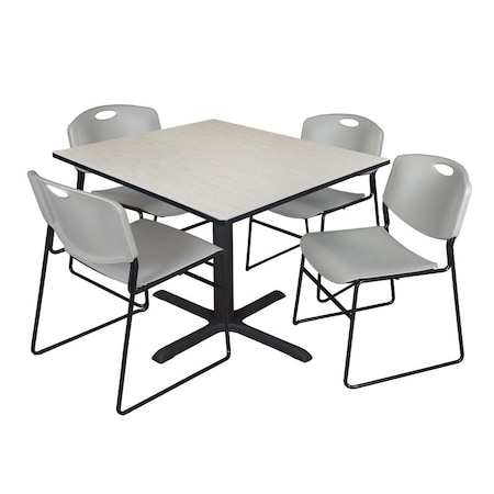 Cain Cain Square Table & Chair Set, Wood, Metal, Polypropylene Top TB4848PL44GY